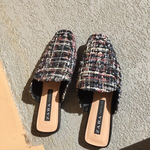Zara mules slides slip on flats sandal TRF